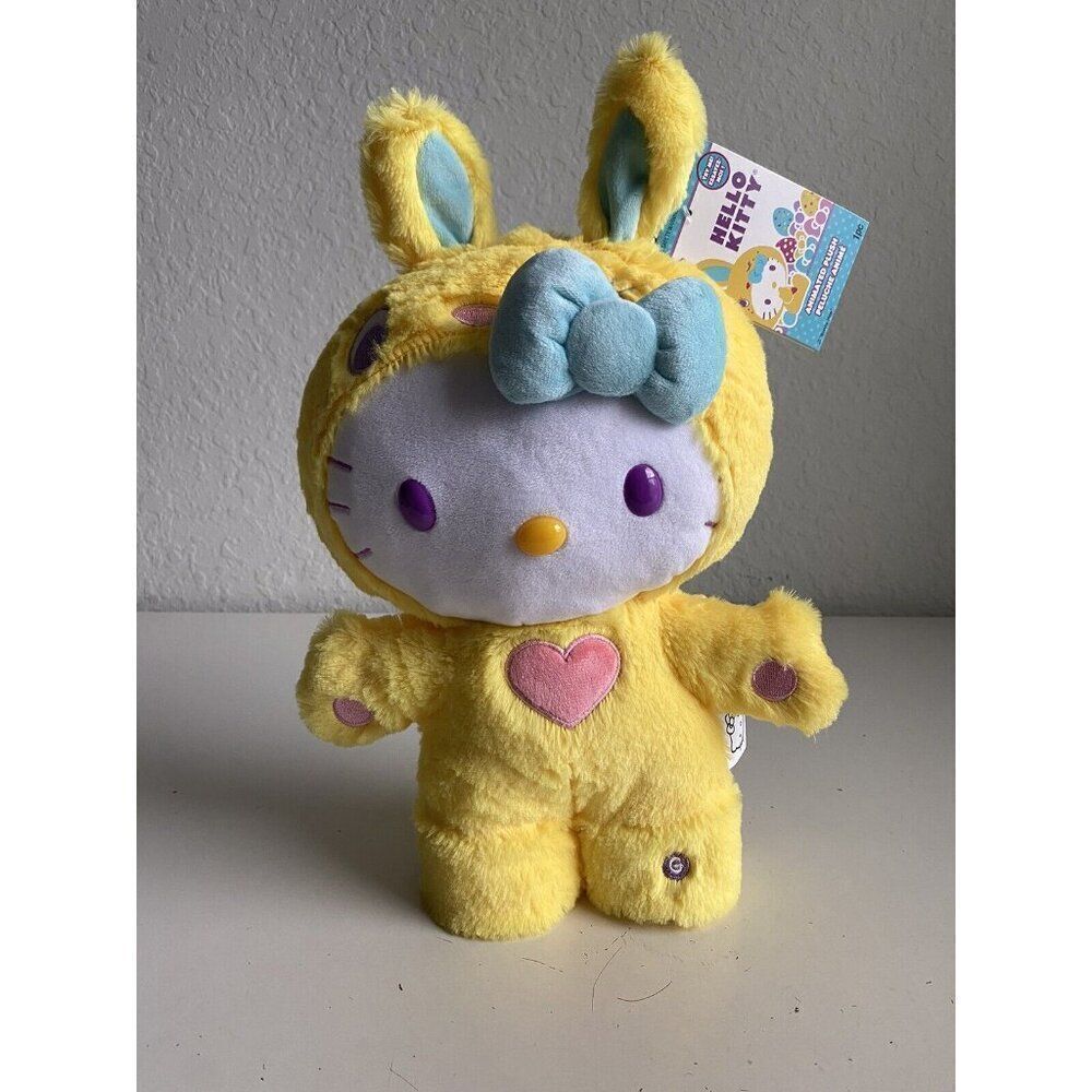 Hello Kitty Side Stepper Musical Greeter Bunny Hop 16" Yellow Easter Plush NEW‎